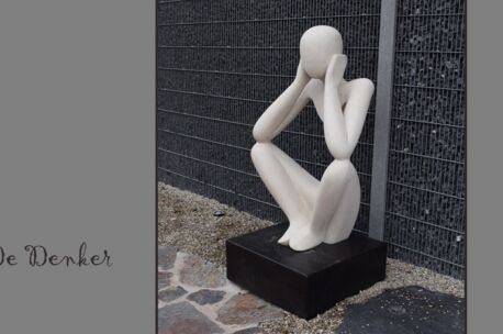 De Denker Tuinbeeld "de Denker " 120+25 cm x 60x60 cm incl sokkel