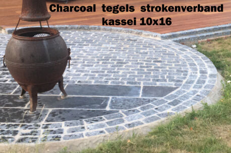 Charcoal kassei  10x16x5/7 natuurlijke top, getrommeld   54st/m²